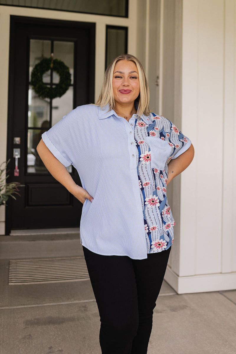 Best Of Both Worlds Button Down Top