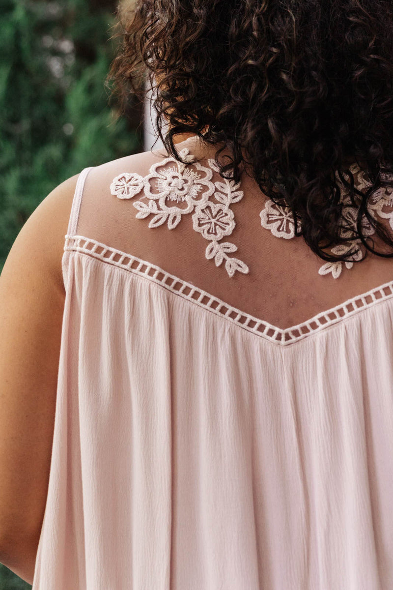 Floral Embroidered Swing Top in Pink