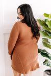 10.23 Ribbed Long Sleeve Dress With Slit Detail In Pumpkin Spice